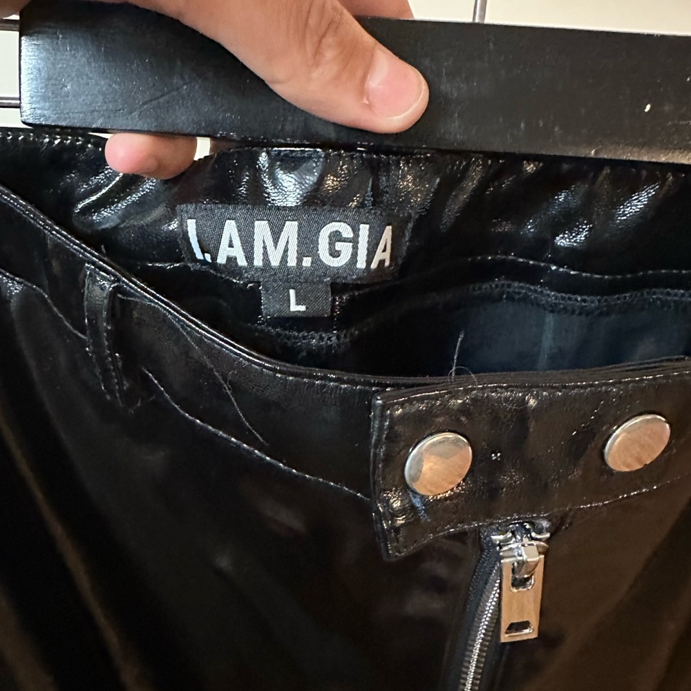 I.AM.GIA pleather Black Pants with Silver Accents